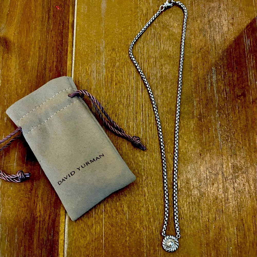 Retired David Yurman Pearl Cookie Necklace with attached DY chain – 14K/925